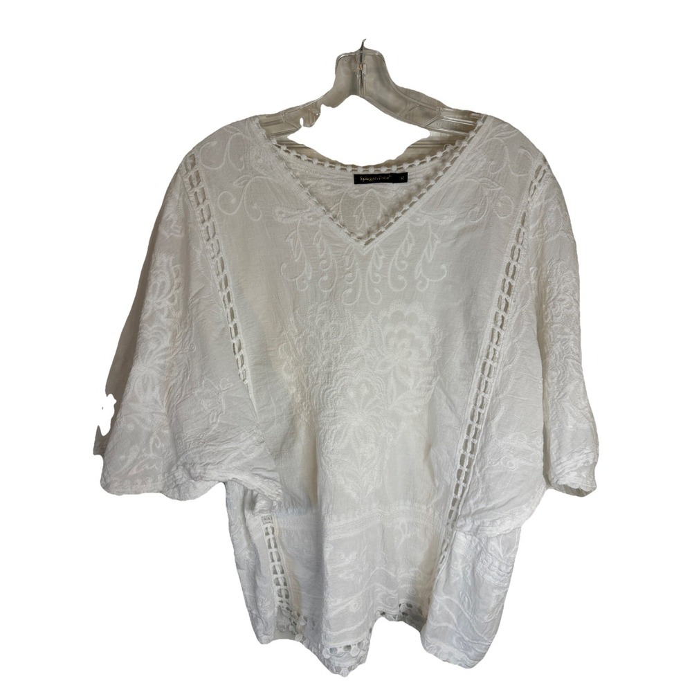Spiaggo Dolce Cover-up White Embroidery Boho Resort Beach Cottage Core Medium